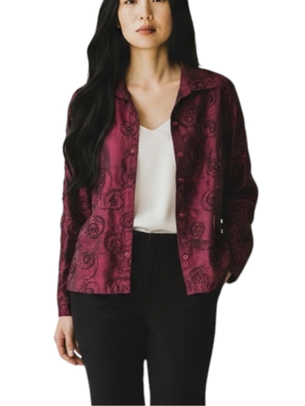 Scott Taylor Metallic Ruby Red Rosette Jacket NWOT Size L WhimsiGoth